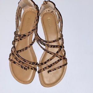 Carlos Santana Leopard Strappy Flats